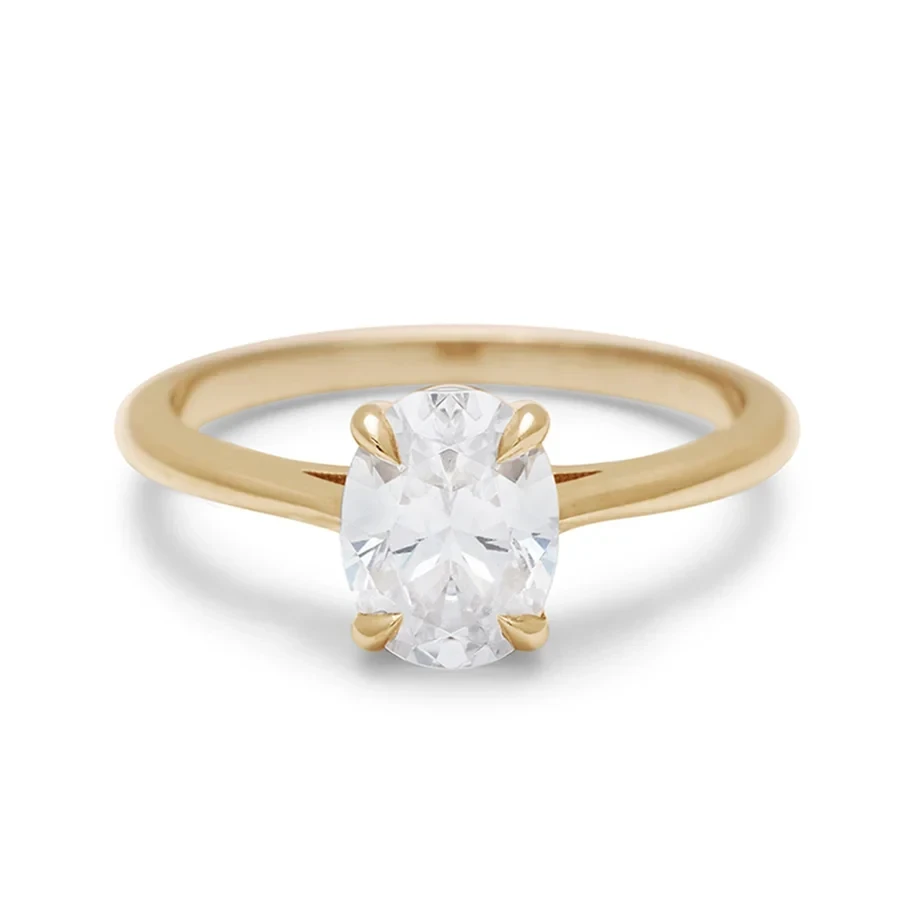 Bea Solitaire Ring - 14k Gold & White Diamond