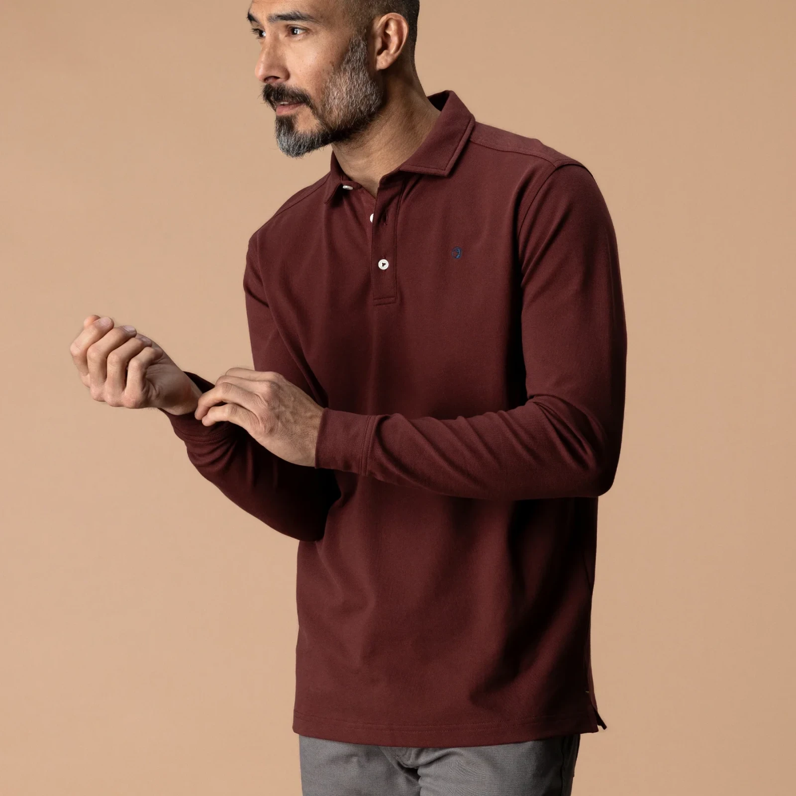 Hanover Pima Cotton Pique Polo - Burgundy Brown