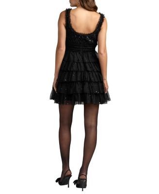 Mac Duggal Sequin Tiered Ruffle Mini Dress