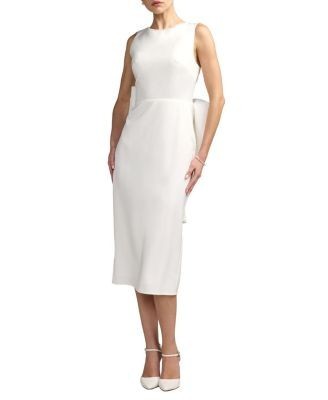 Mac Duggal Embellished Crepe Sleeveless Midi Dress With Bow