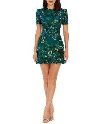 Dress the Population Brittany Floral Sequin Mini Dress