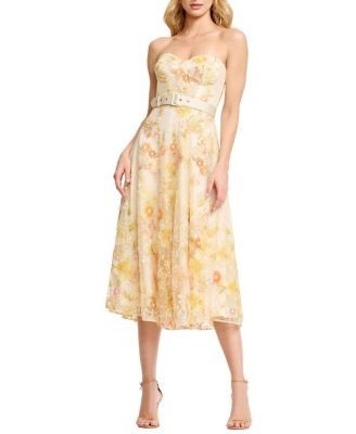 Dress the Population Mabel Sweetheart Bustier Belted Tea Dress