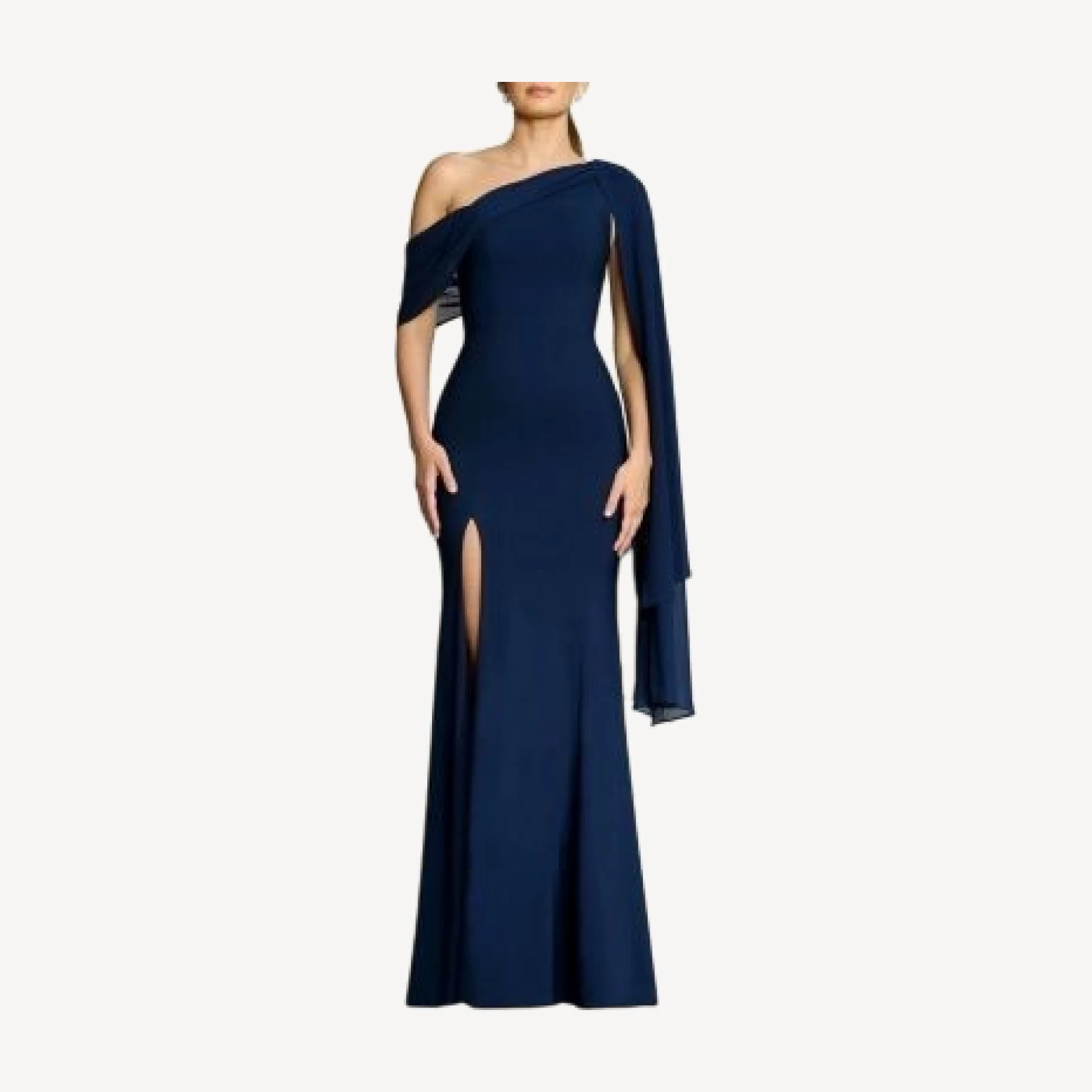 Dress the Population Sera One-Shoulder Draped Crepe Mermaid Gown
