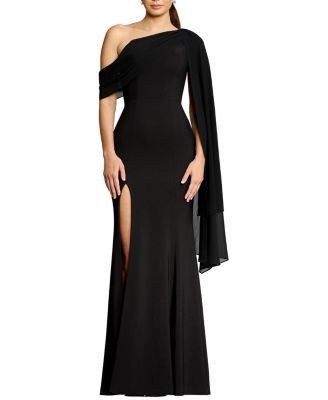 Dress the Population Sera One-Shoulder Draped Crepe Mermaid Gown