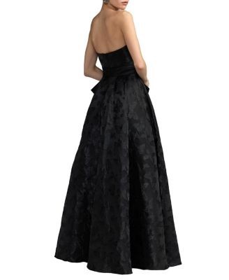 Mac Duggal Petite Strapless Butterfly Brocade A-Line Gown With Bow