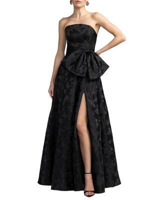 Mac Duggal Petite Strapless Butterfly Brocade A-Line Gown With Bow