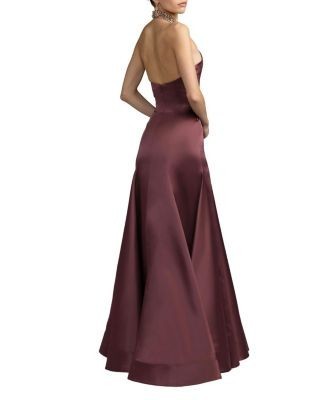 Mac Duggal Beaded Satin Collared Neck Sleeveless Godet Gown