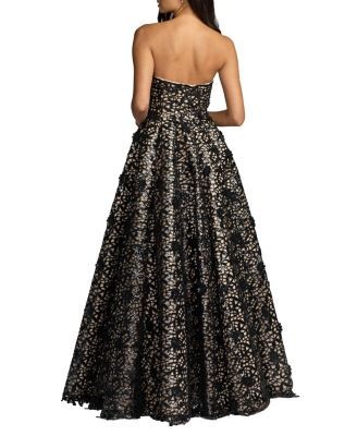 Mac Duggal Sequin Floral Lace Strapless Ball Gown