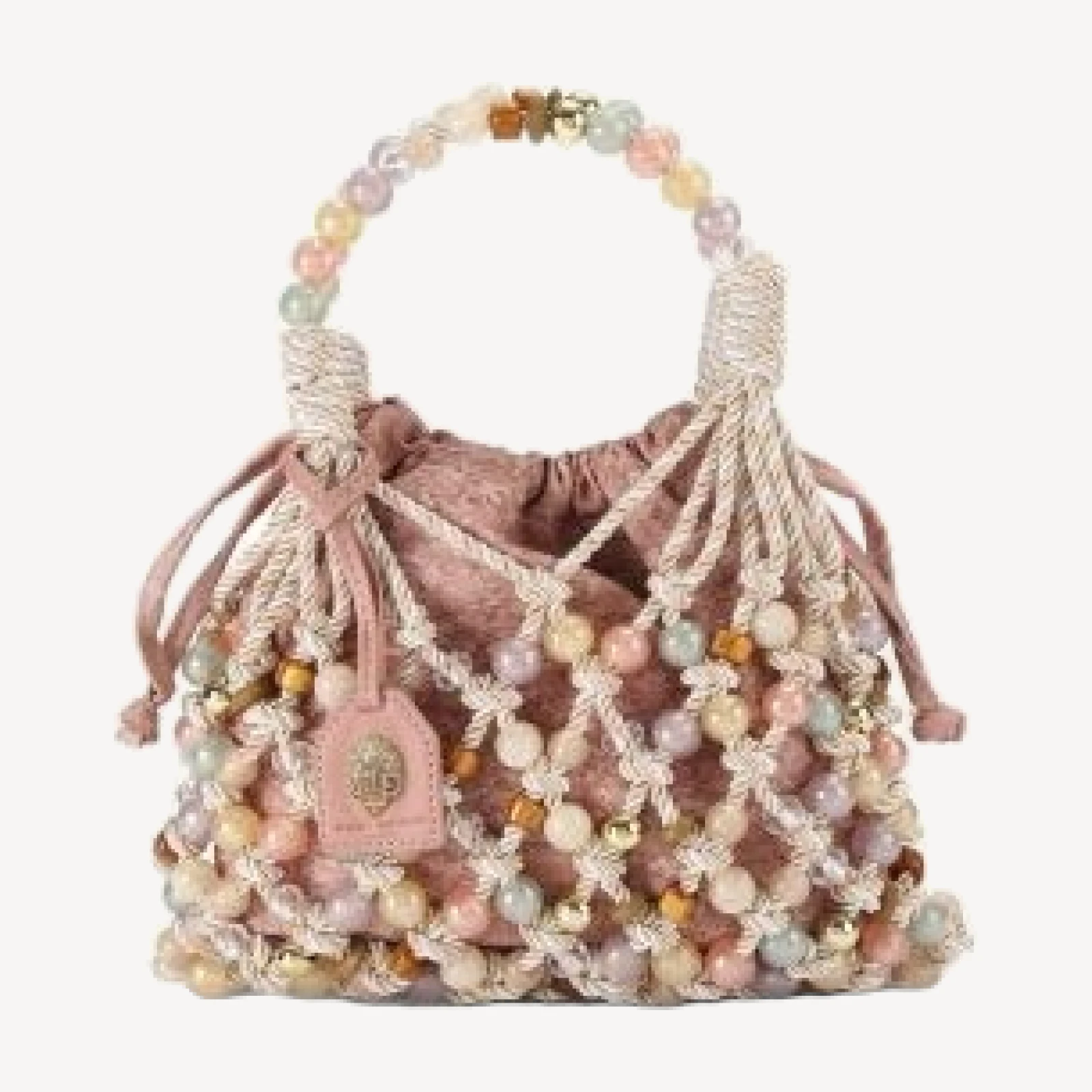 Kurt Geiger London Mini Beaded Macrame Rope Bucket Bag