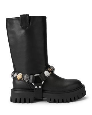 Kurt Geiger London Women's Eagles Harness Leather Biker Boots
