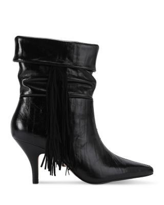 Kurt Geiger London Women's Piccadilly Slouch Fringed Leather Boots
