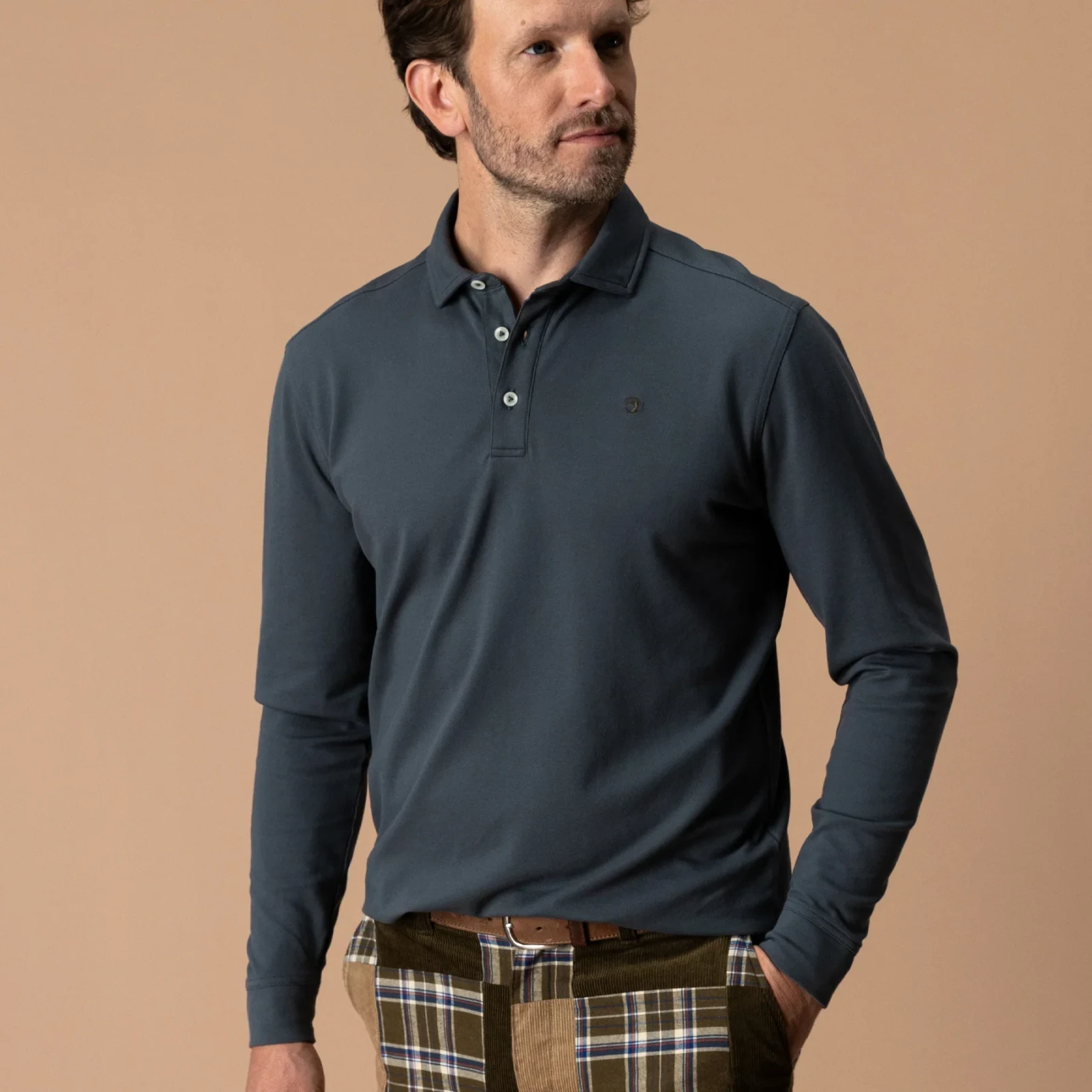 Hanover Pima Cotton Pique Polo - Washed Navy