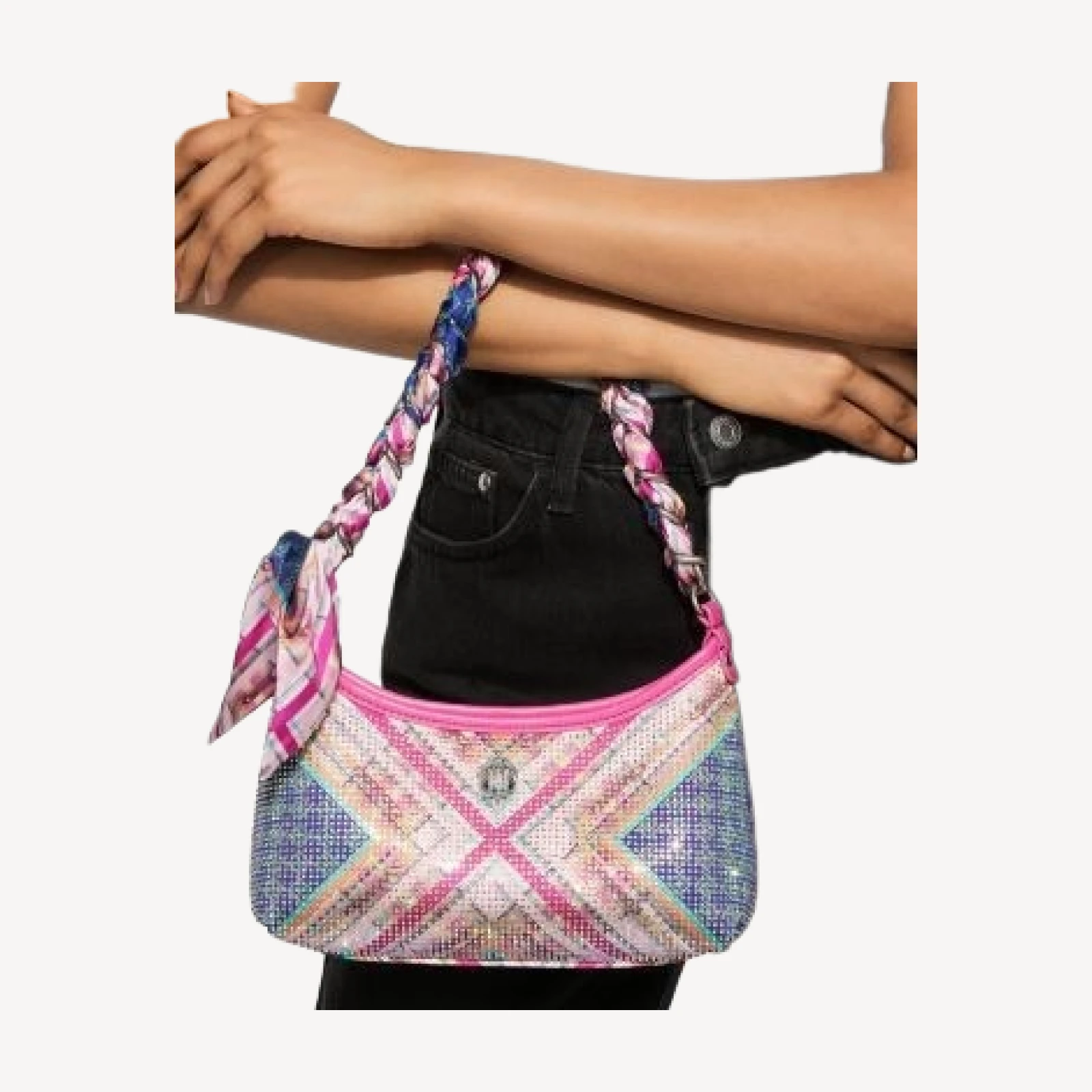 Kurt Geiger London Kurt Small Crystal Studded Scarf Sling Shoulder Bag