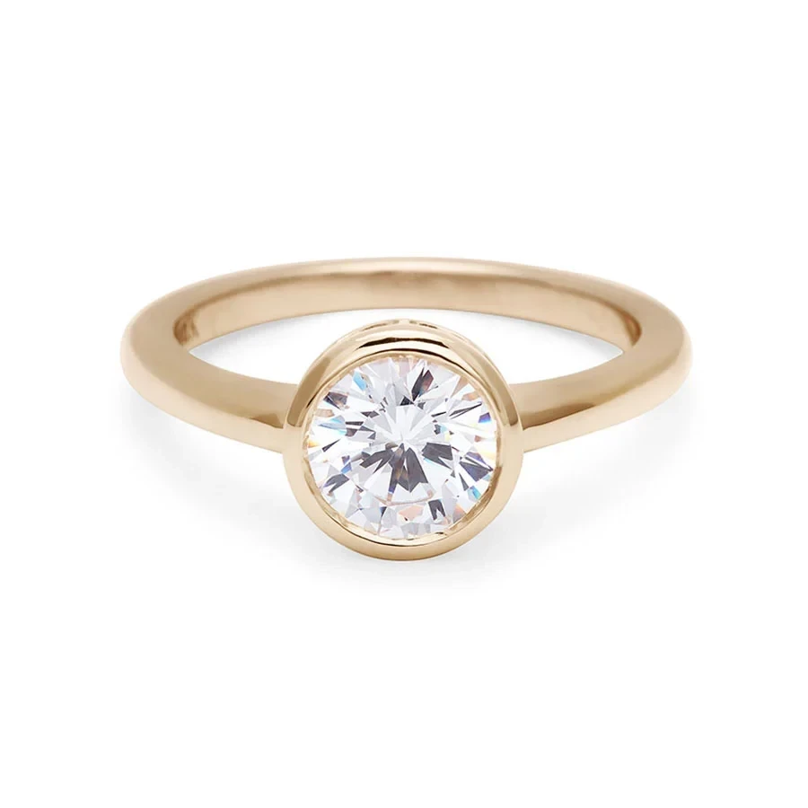 Round Bezel Rosette Ring - 14k Gold & White Diamond (1.00ct)