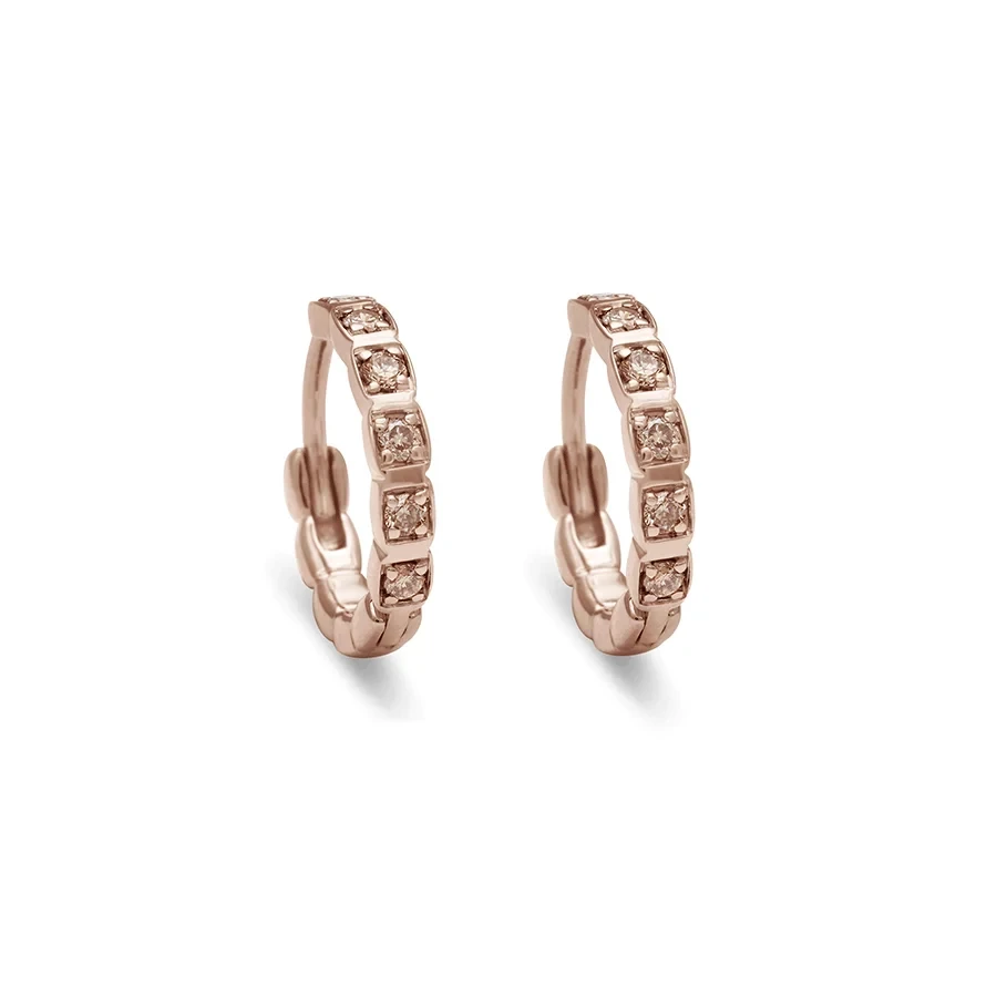 Wheat Hoop (SINGLE) - 14k Gold & Champagne Diamonds