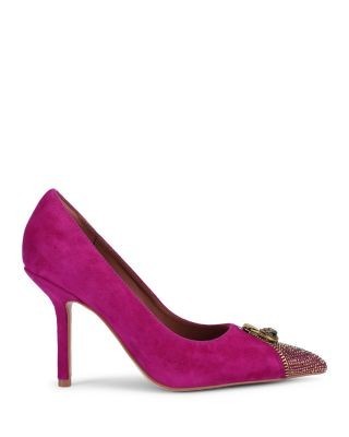 Kurt Geiger London Women's Zip Court Crystal Embellished Suede Pumps