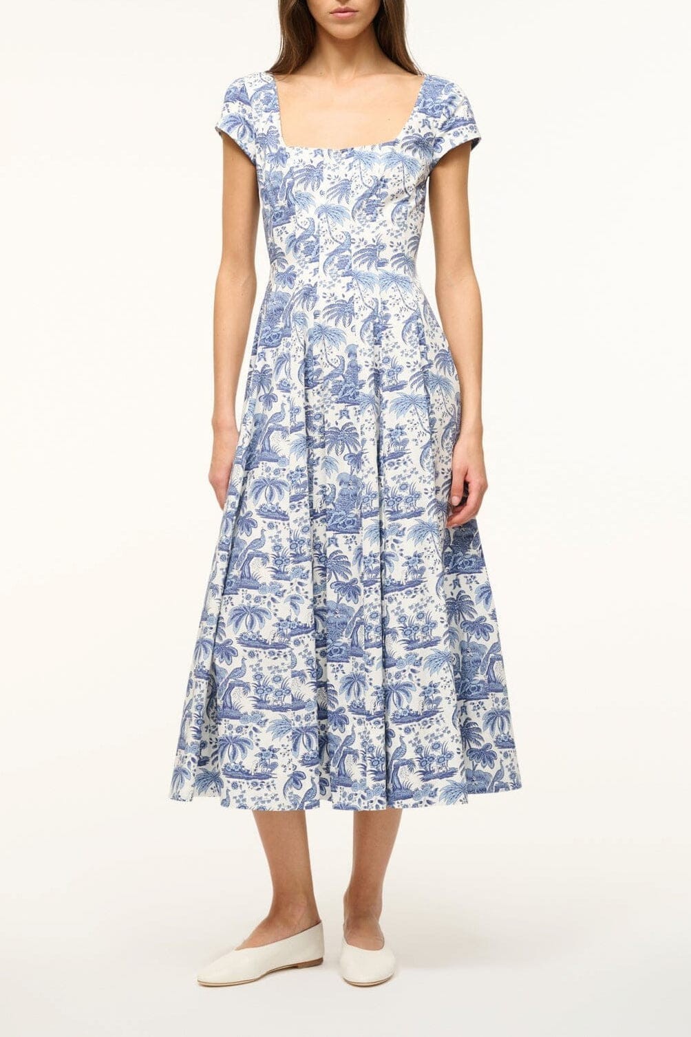 Short Sleeve Wells Dress | Blue Toile