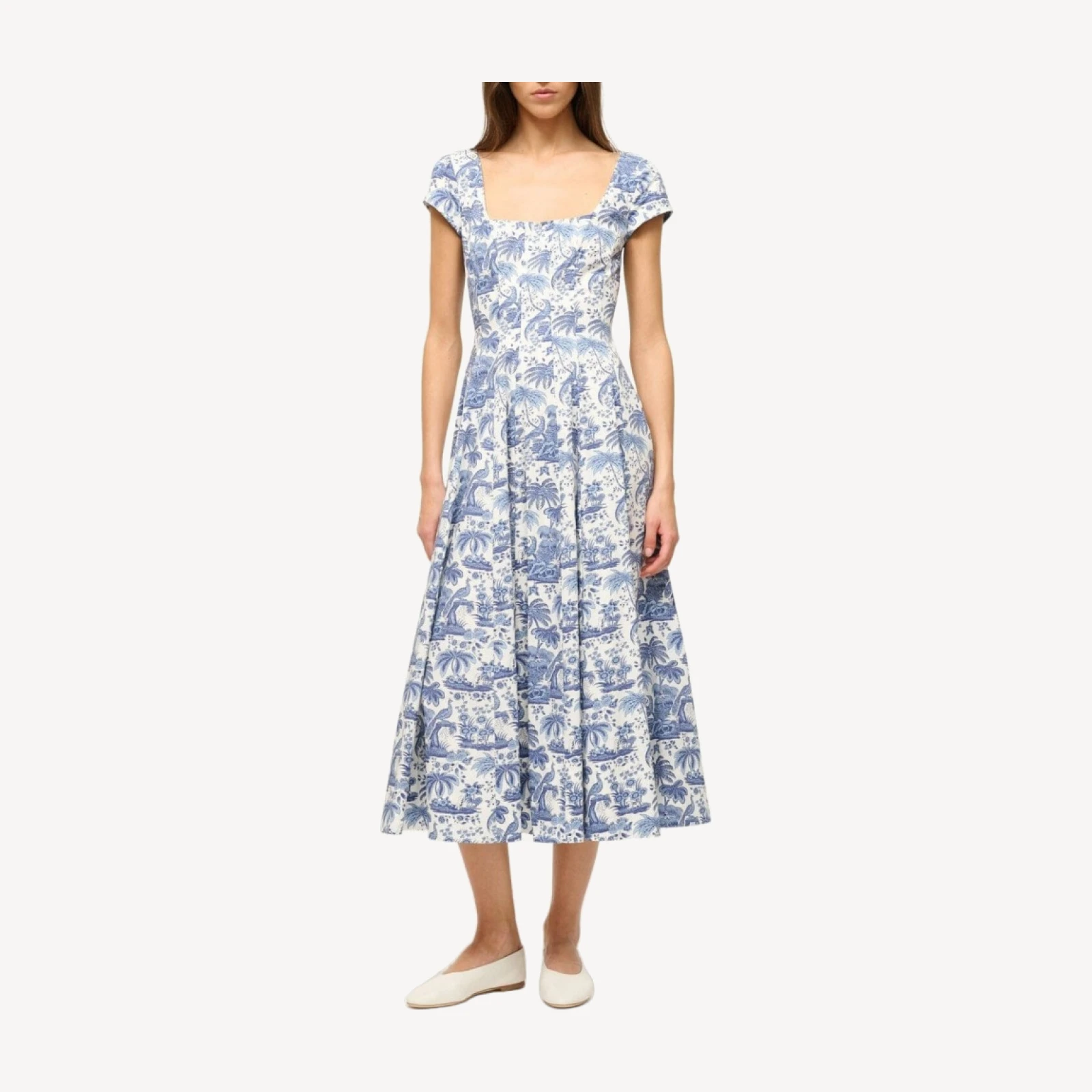 Short Sleeve Wells Dress | Blue Toile