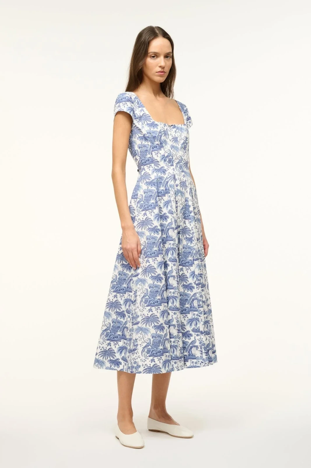 Short Sleeve Wells Dress | Blue Toile