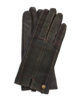 Barbour Tartan Waxed Canvas & Leather Gloves