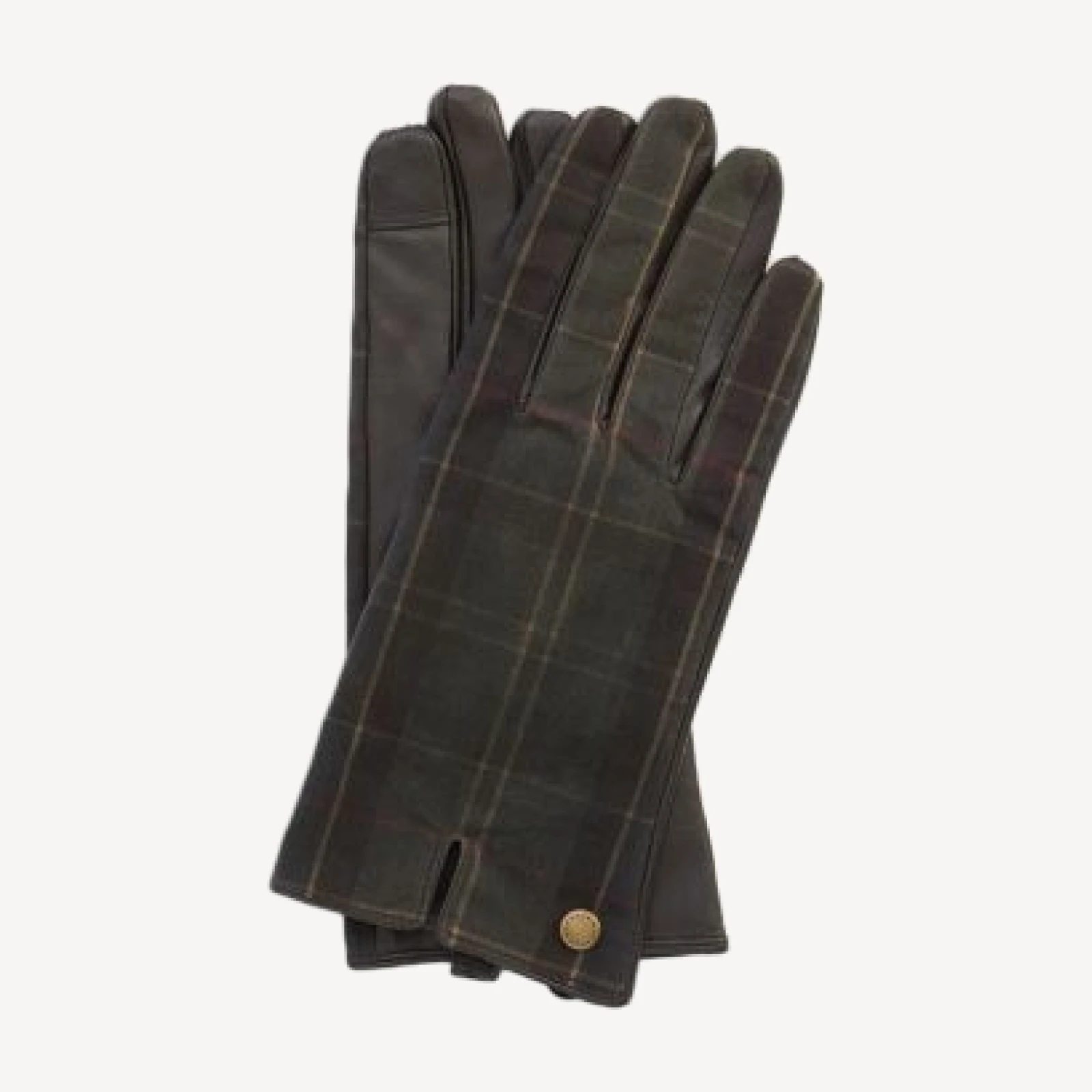 Barbour Tartan Waxed Canvas & Leather Gloves