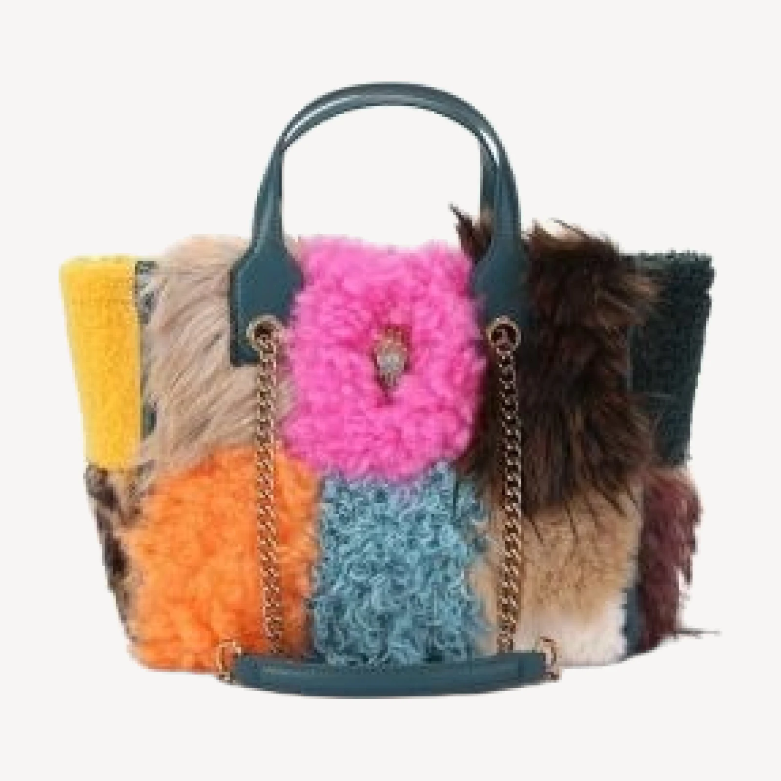 Kurt Geiger London Hoxton Small Multicolor Faux Fur Shopper Bag