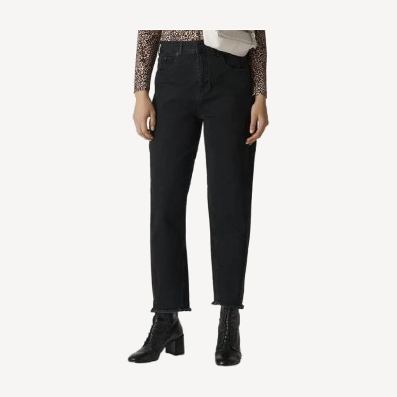 Whistles High Rise Barrel Leg Jeans in Black