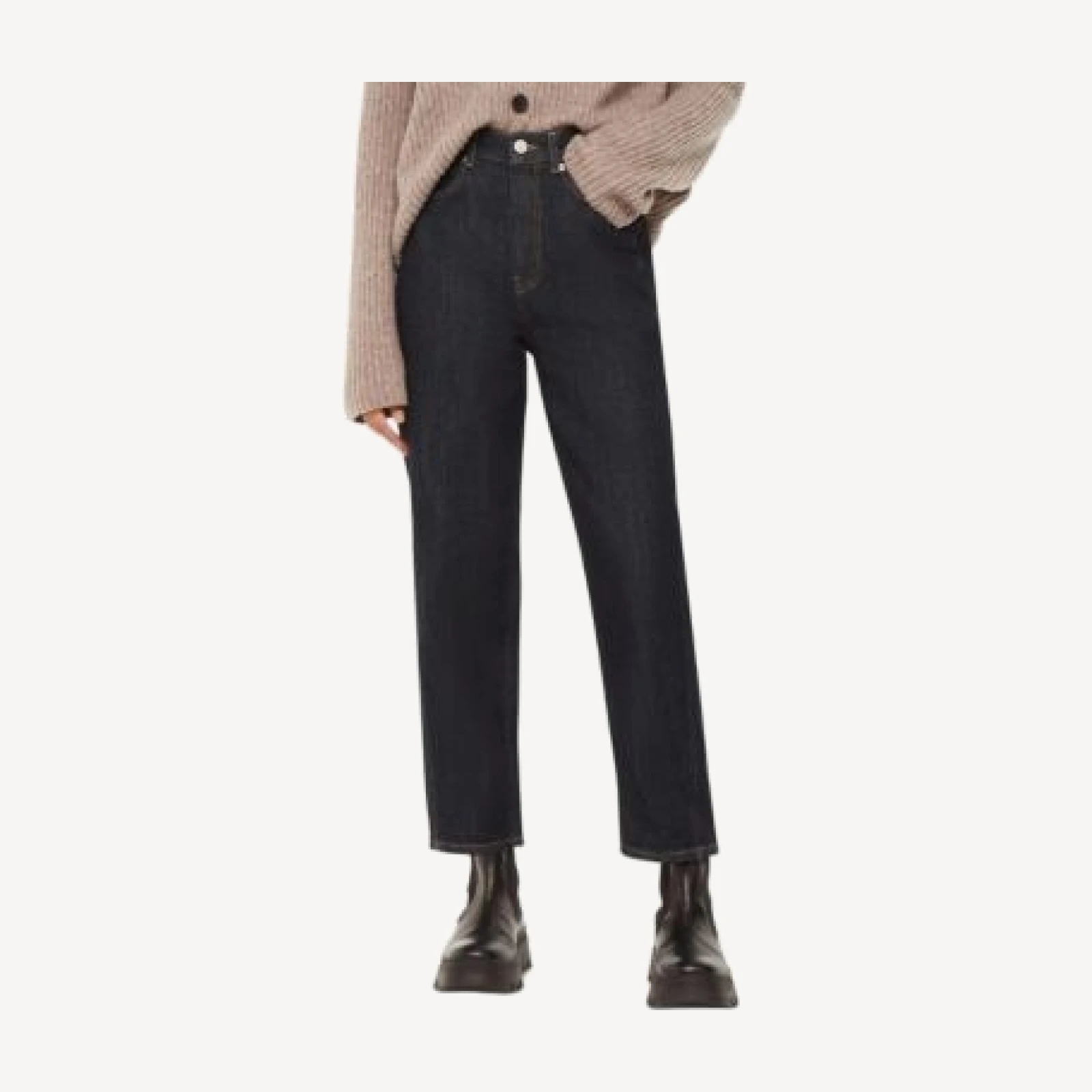 Whistles Authentic High Rise Barrel Leg Jean in Dark Denim