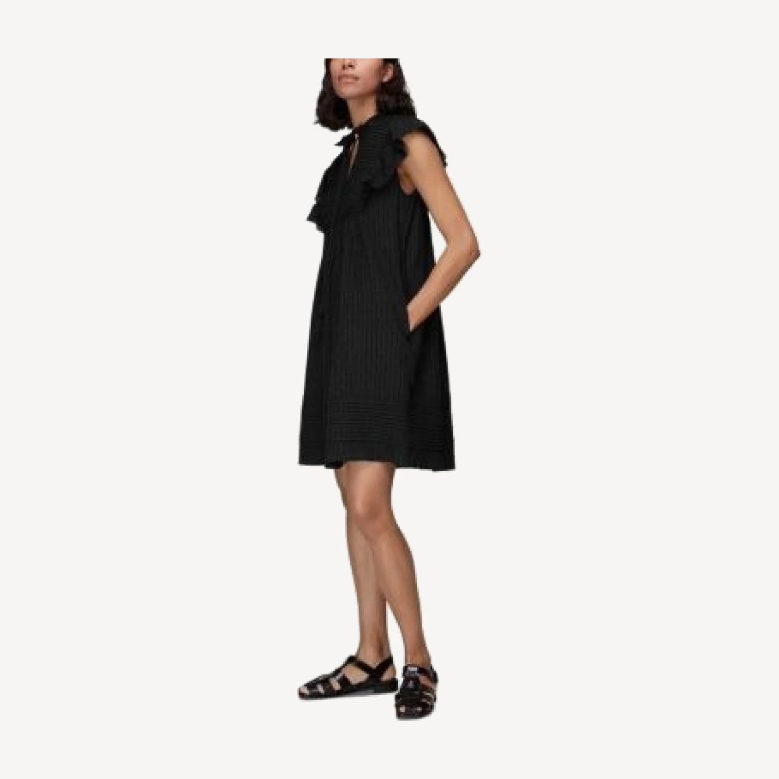 Whistles Pintuck Frill Cotton Dress