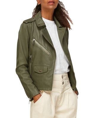 Whistles Agnes Pocket Leather Biker Jacket