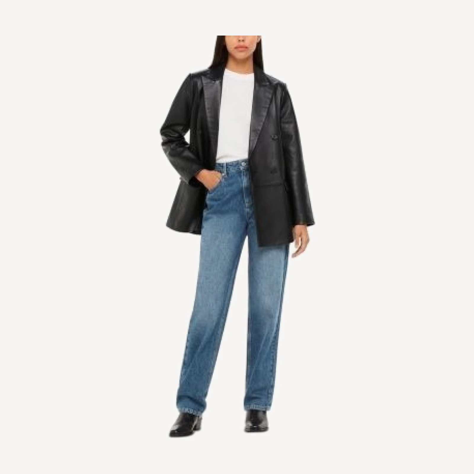 Whistles Aliza Waisted Leather Blazer