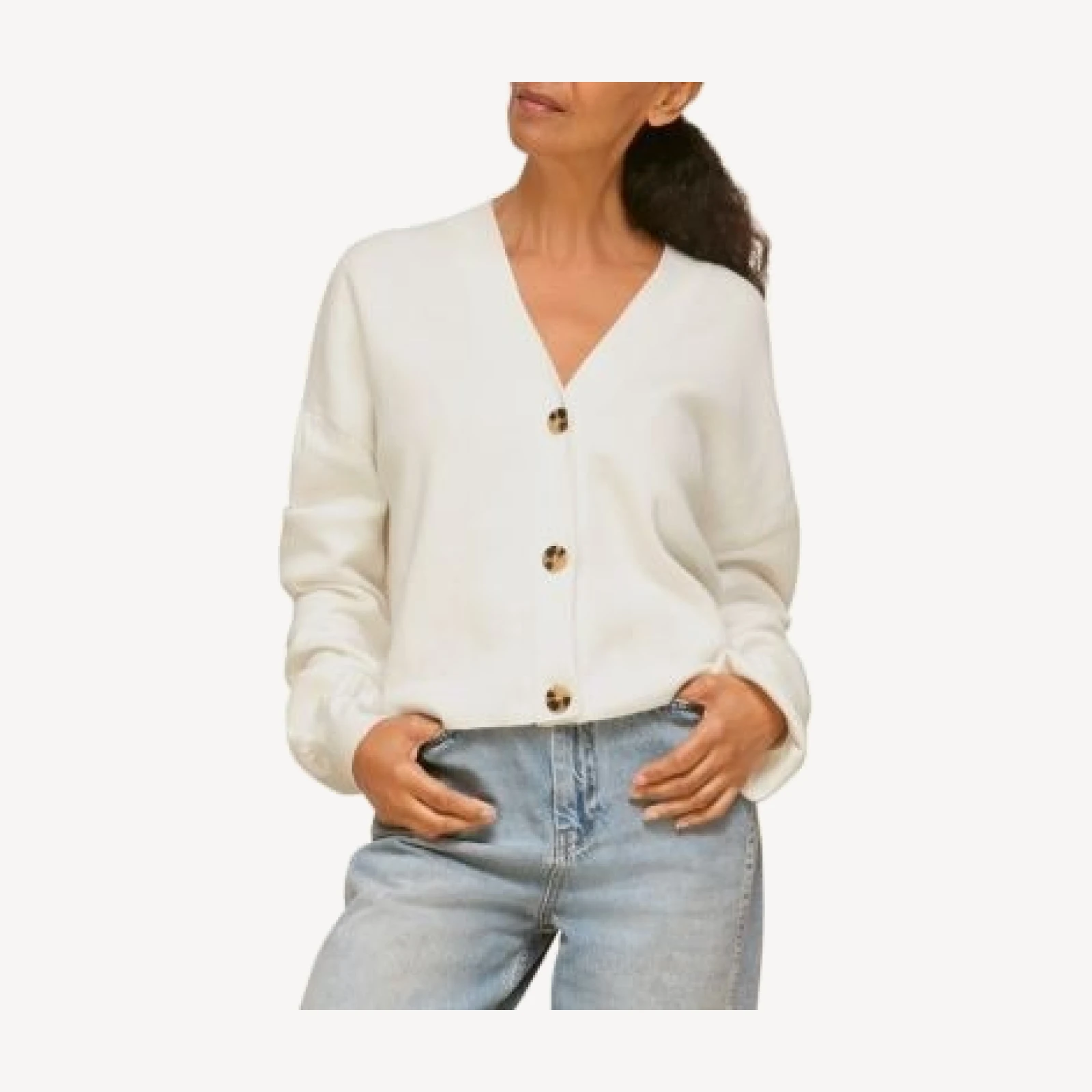 Whistles Front Button Puff Sleeve Cardigan