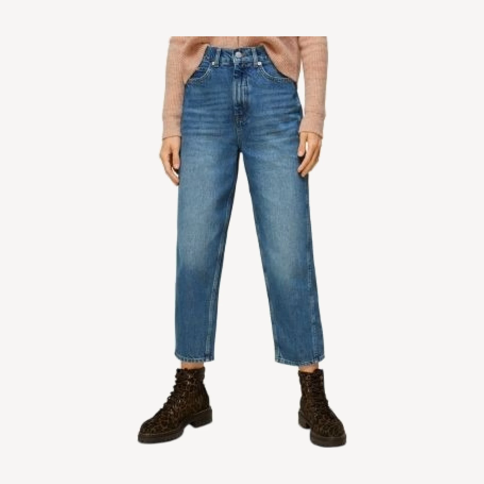 Whistles Authentic Washed High Waist Barrel Leg Jeans in Denim