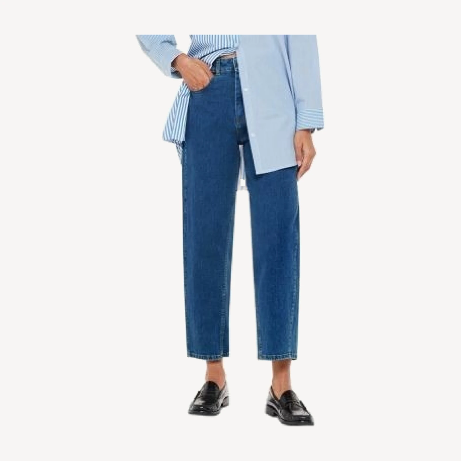 Whistles High Waist Straight Barrel Jeans in Denim