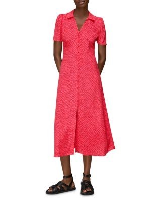 Whistles Rowan Diagonal Textured Midi Dress