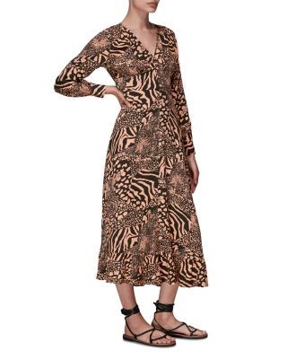 Whistles Patchwork Animal Print Midi Dress