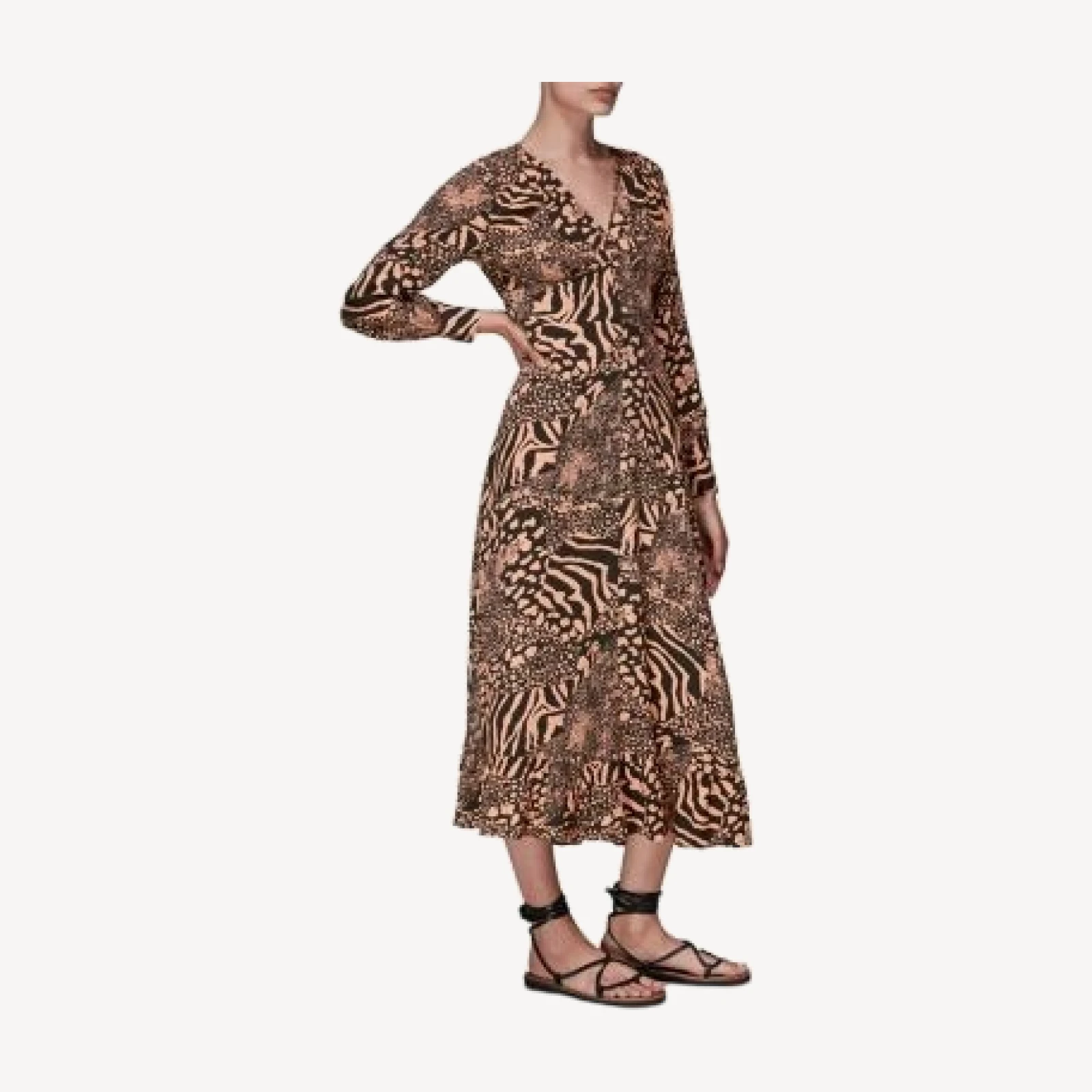 Whistles Patchwork Animal Print Midi Dress
