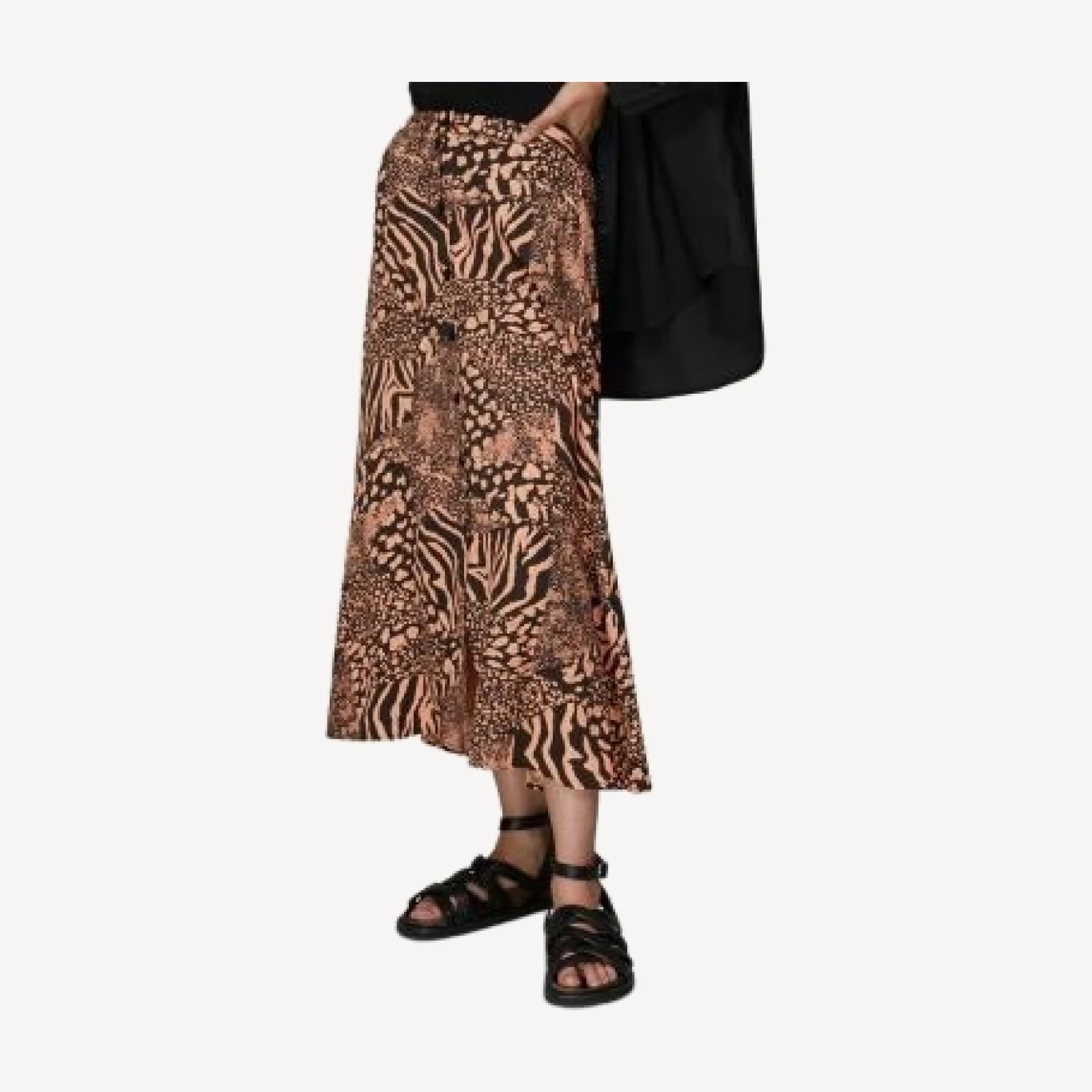 Whistles Patchwork Animal Print Midi Skirt