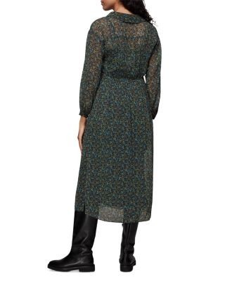 Whistles Stitch Floral Print Midi Dress