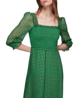 Whistles Lottie Gingham Shirred Dress