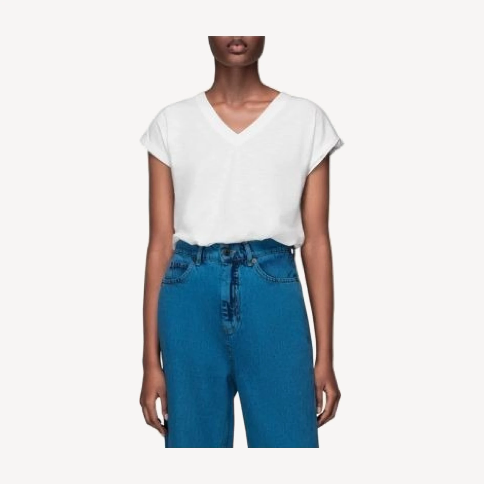 Whistles Willa V Neck Cap Sleeve Tee