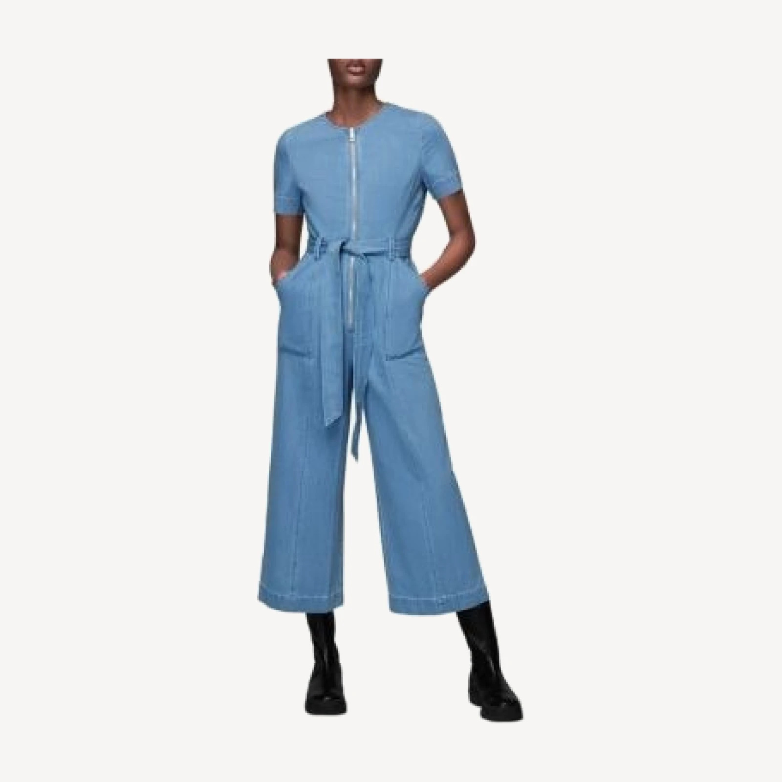 Whistles Short Sleeve Denim Jumpsuit