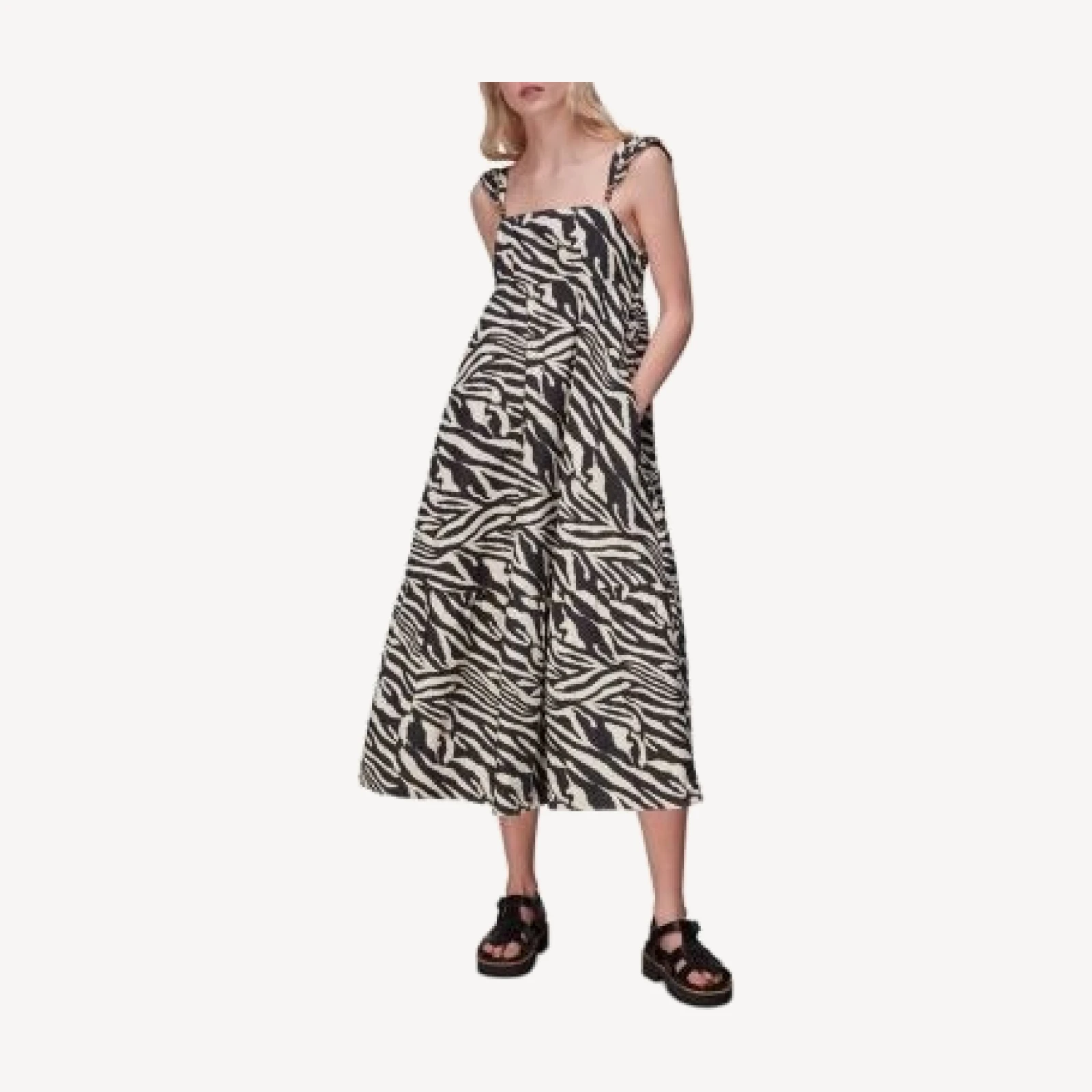 Whistles Mountain Zebra Print Midi Dress
