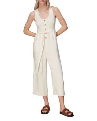 Whistles Shirred Linen Blend Jumpsuit