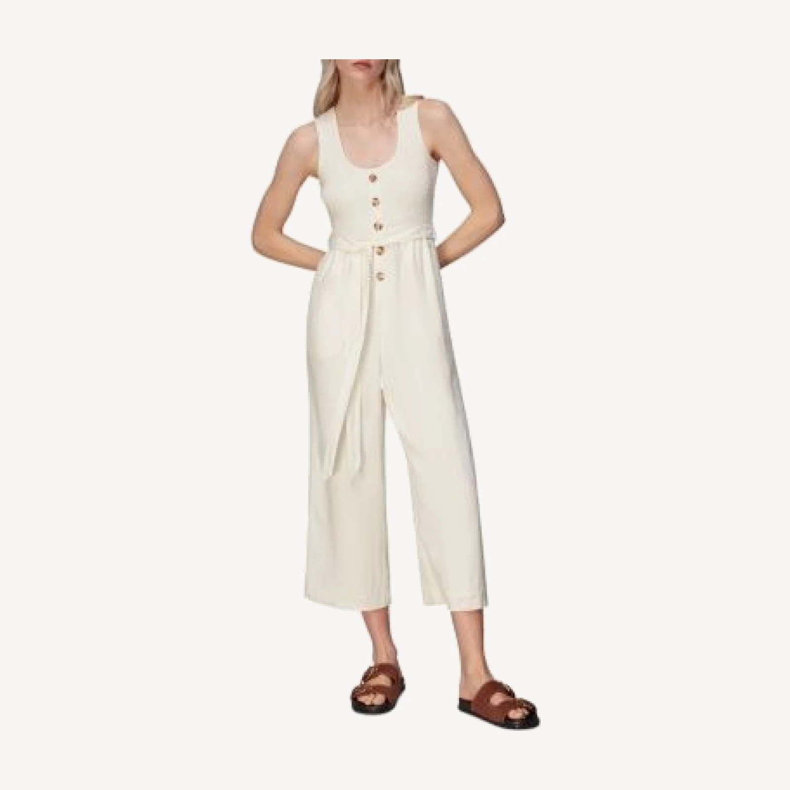 Whistles Shirred Linen Blend Jumpsuit