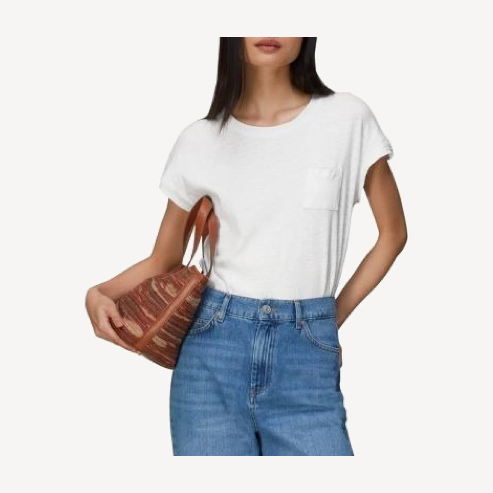 Whistles Ember Linen Blend Pocket Tee