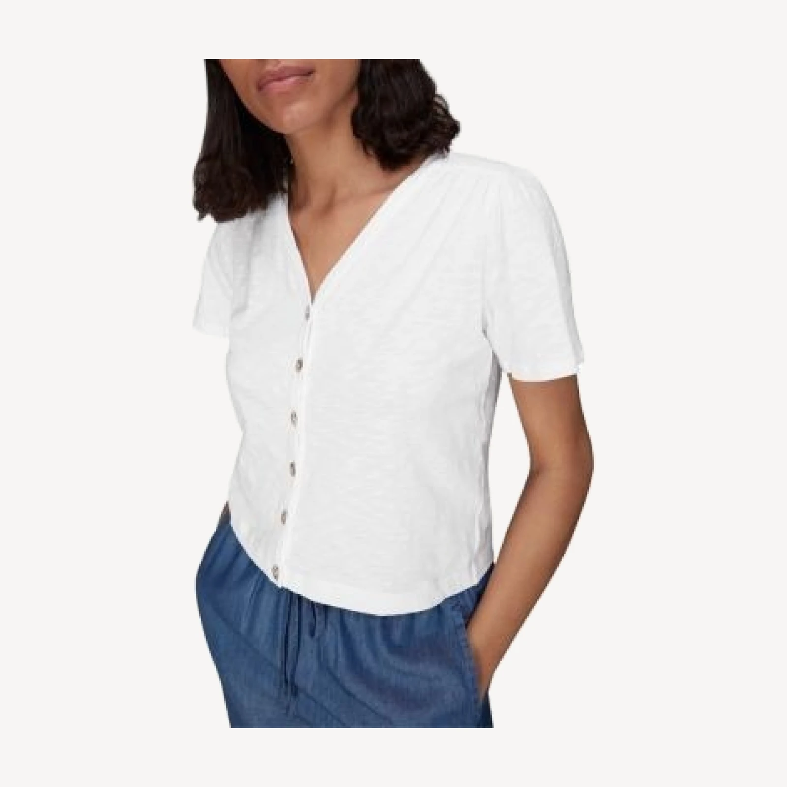 Whistles Maeve V Neck Button Front Tee