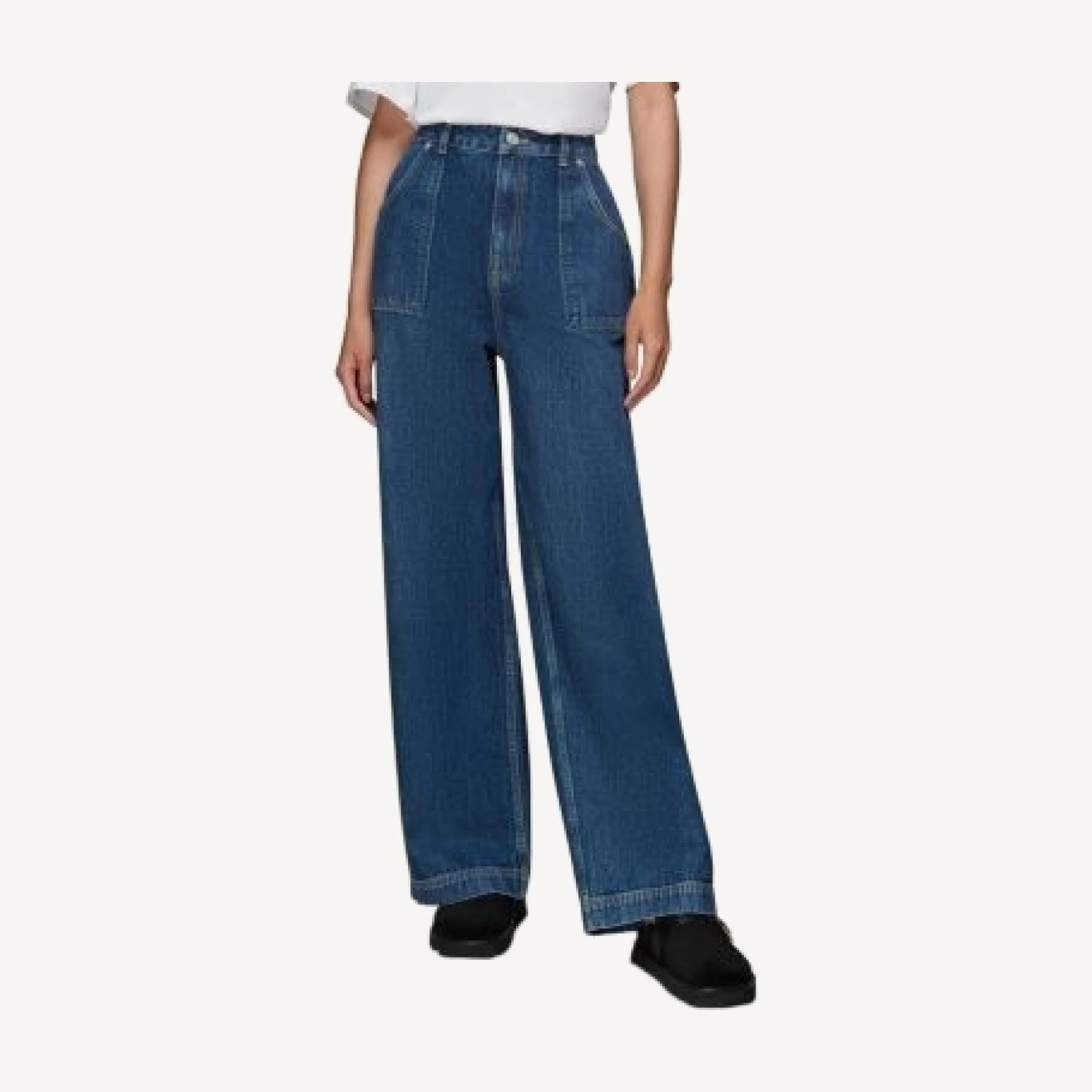 Whistles Authentic Raya High Rise Straight Wide Jean in Denim