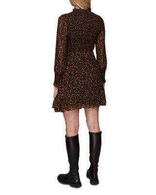 Whistles Shirred Leopard Print Dress