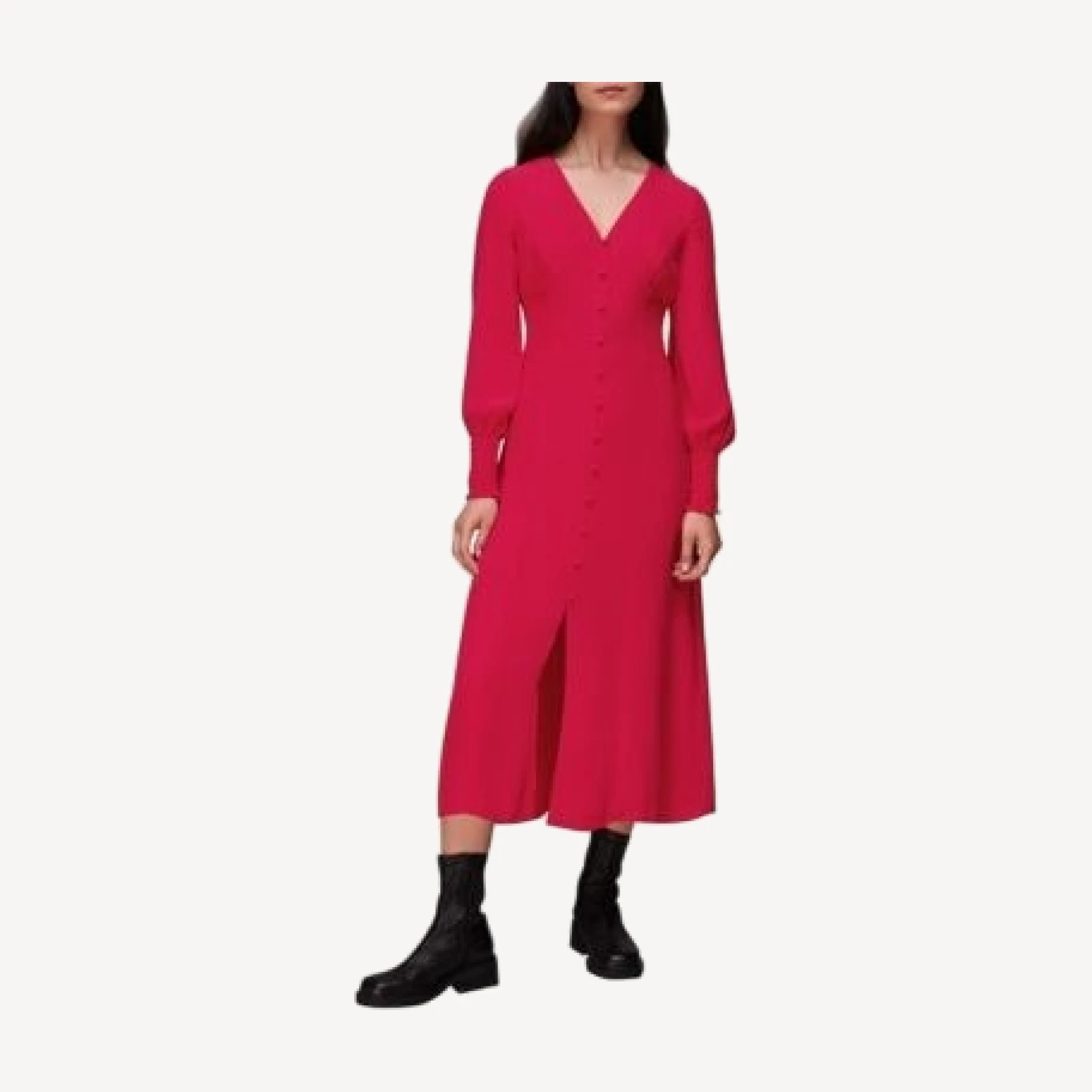 Whistles Ilana Shirred Midi Dress